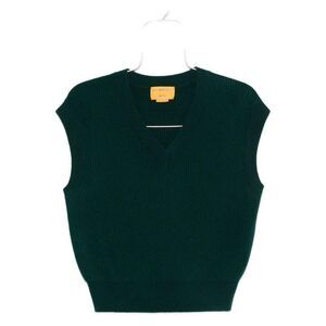 GUEST IN RESIDENCE Women's Ribbed Knit V-Neck Sweater Vest Women GREEN Vests